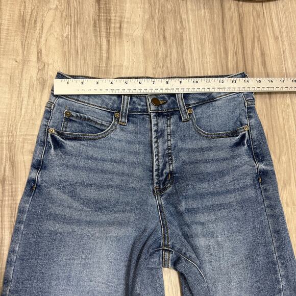 Oat New York Jeans women’s high rise wide leg crop Blue Raw Hem Denim Size 6/28 - Picture 5 of 11